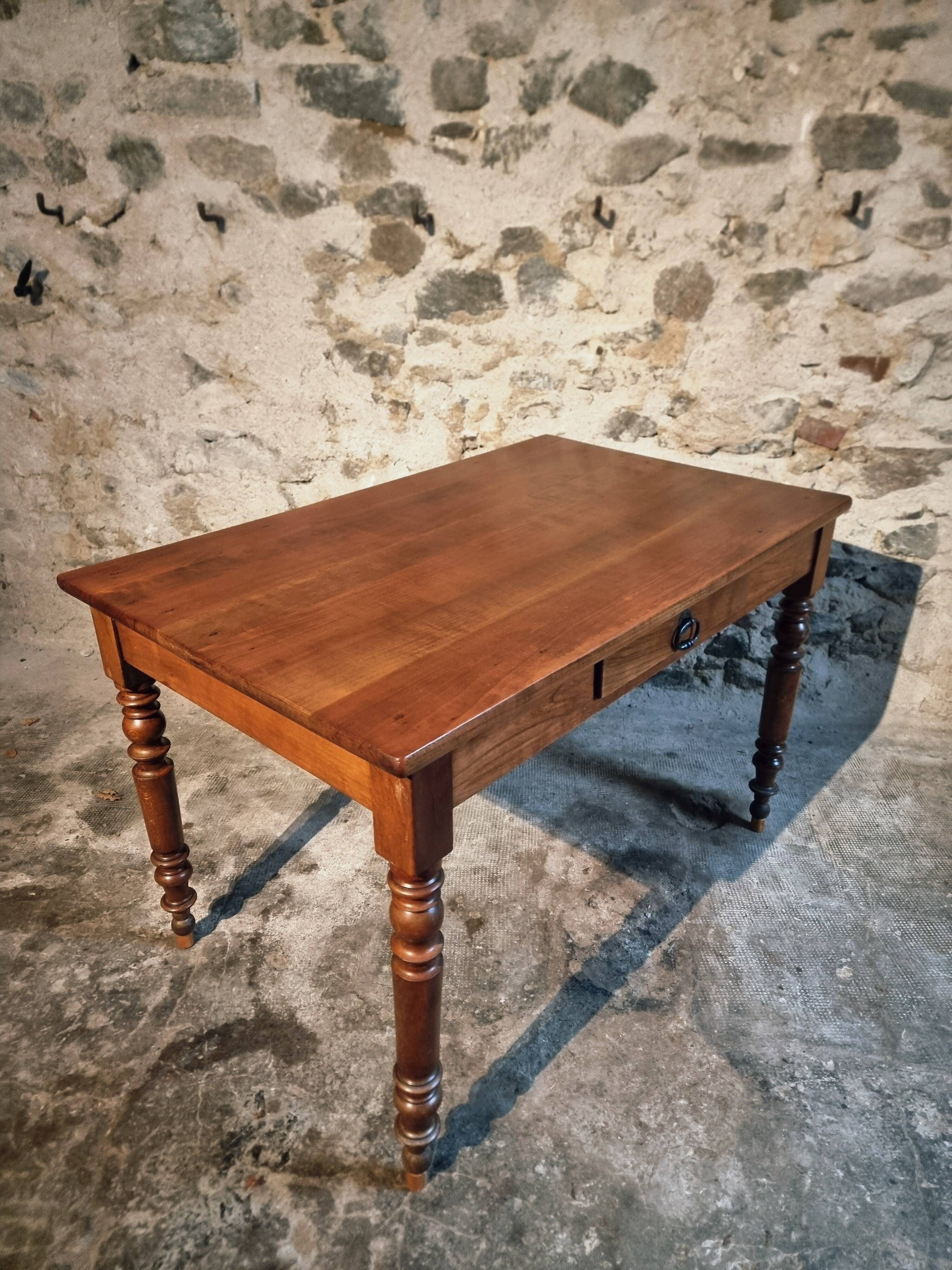 French vintage cherry wood table, circa 1920–1940.