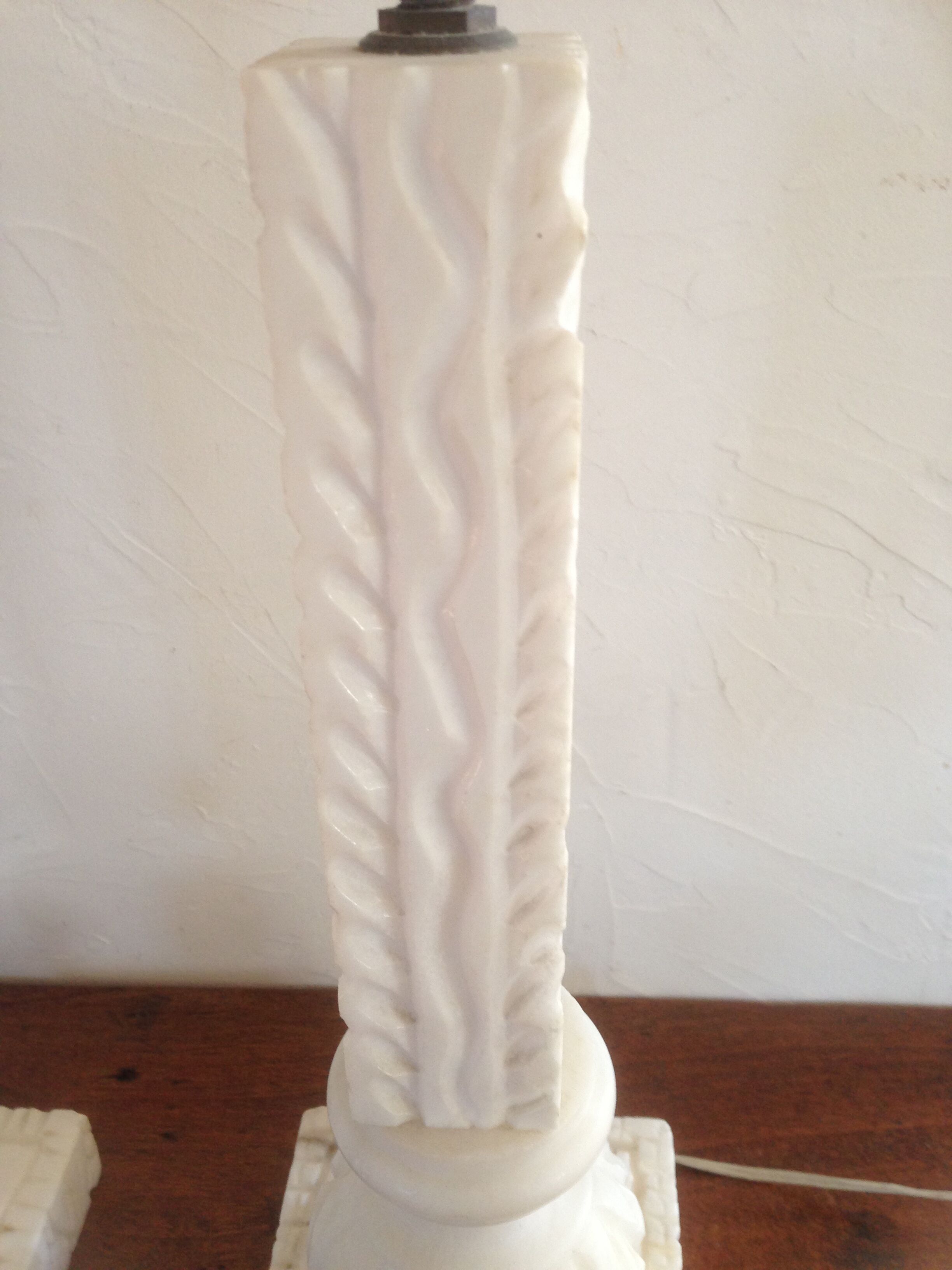 Feet of carved Alabaster column lamp