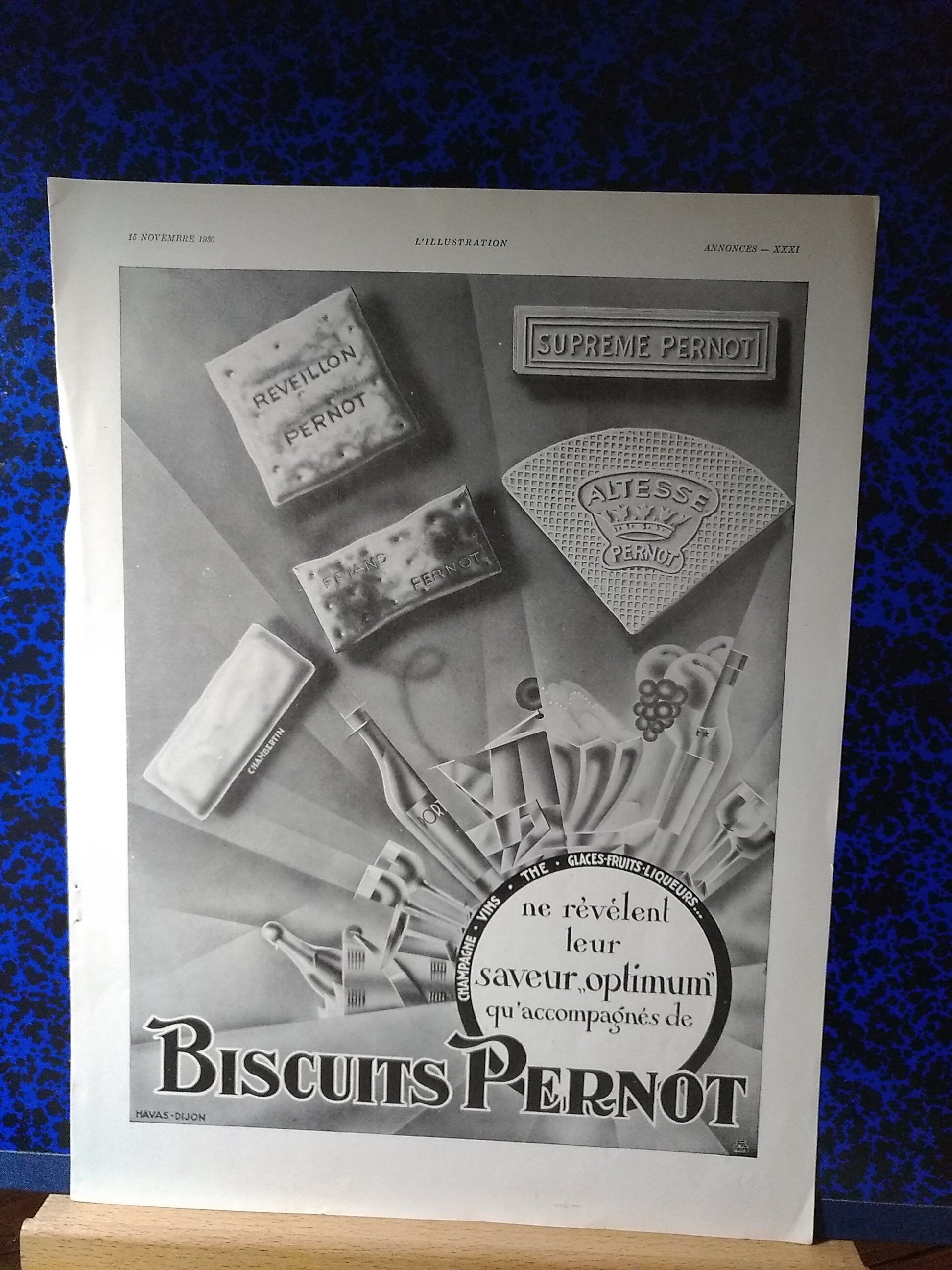 Pernot biscuit paper advertisement revised from the 1930s