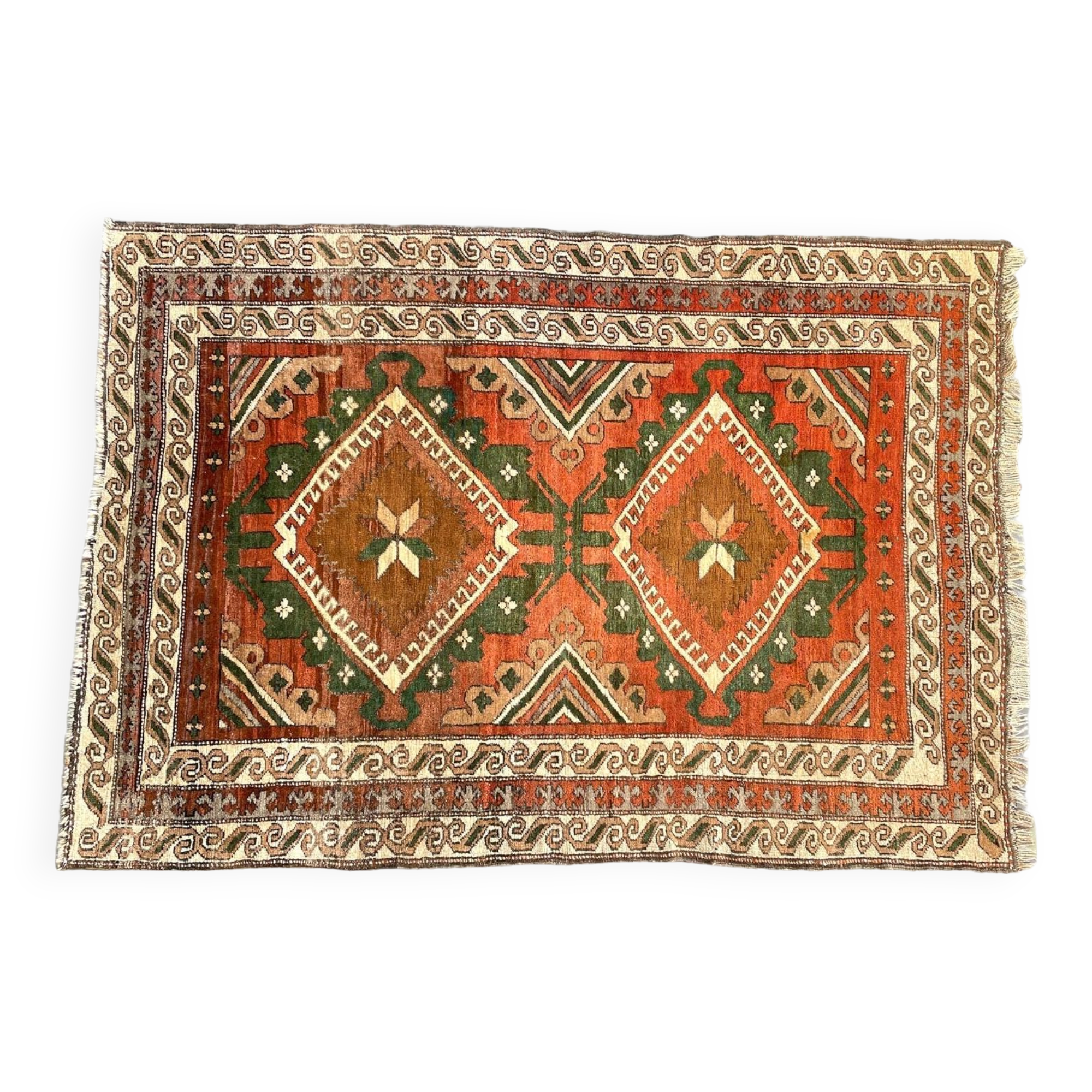 Vintage pure wool handcrafted oriental rug - 143cm x 208cm