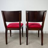 2 Art Deco chairs, red velvet and rosewood.