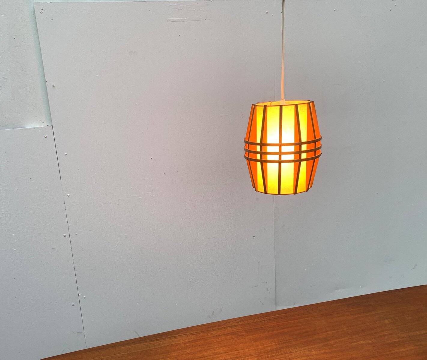 Mid-Century Wooden Cocoon Pendant Lamp