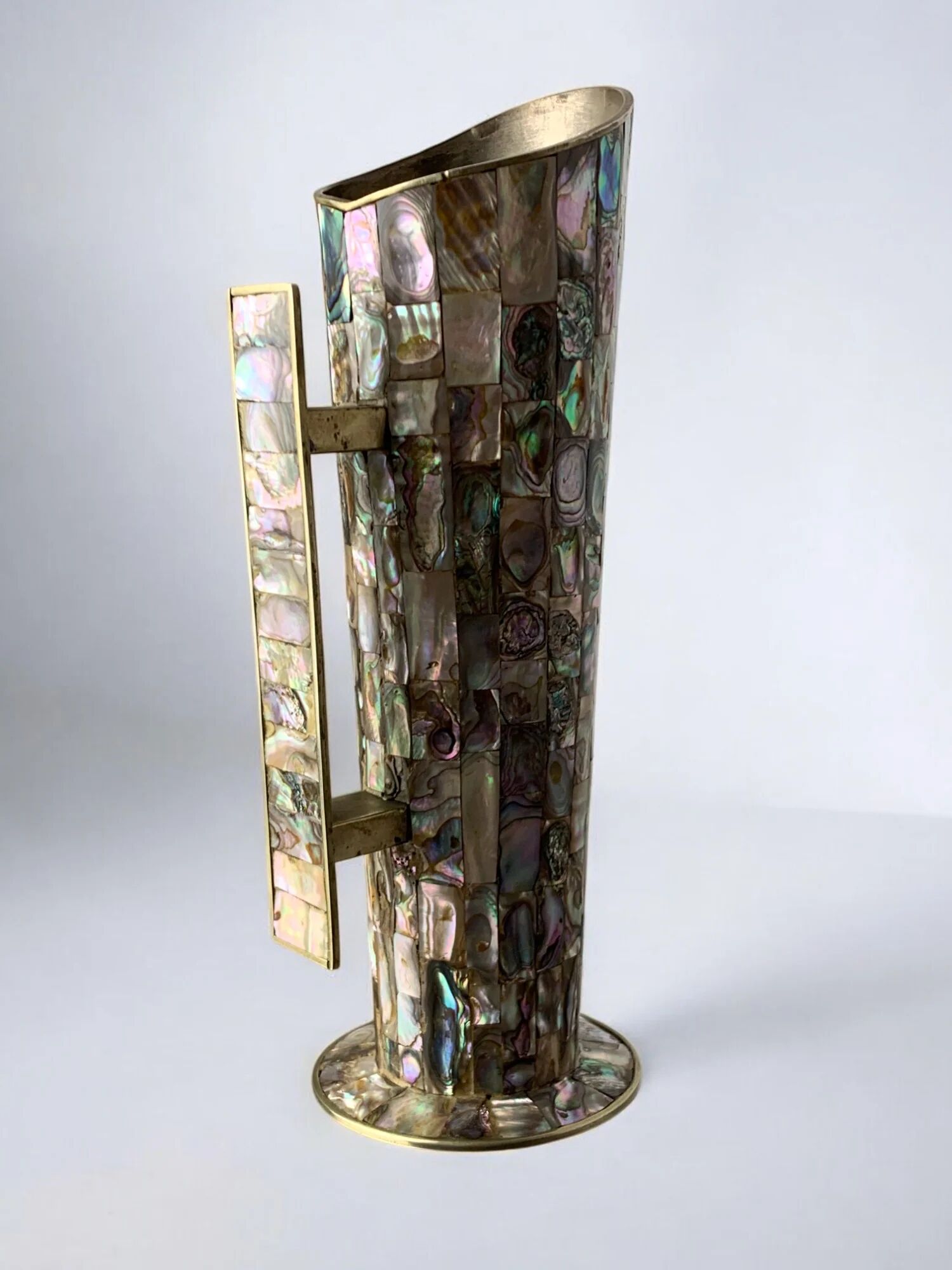 Abalone shell & alpaca pitcher, Mexico, 1970s