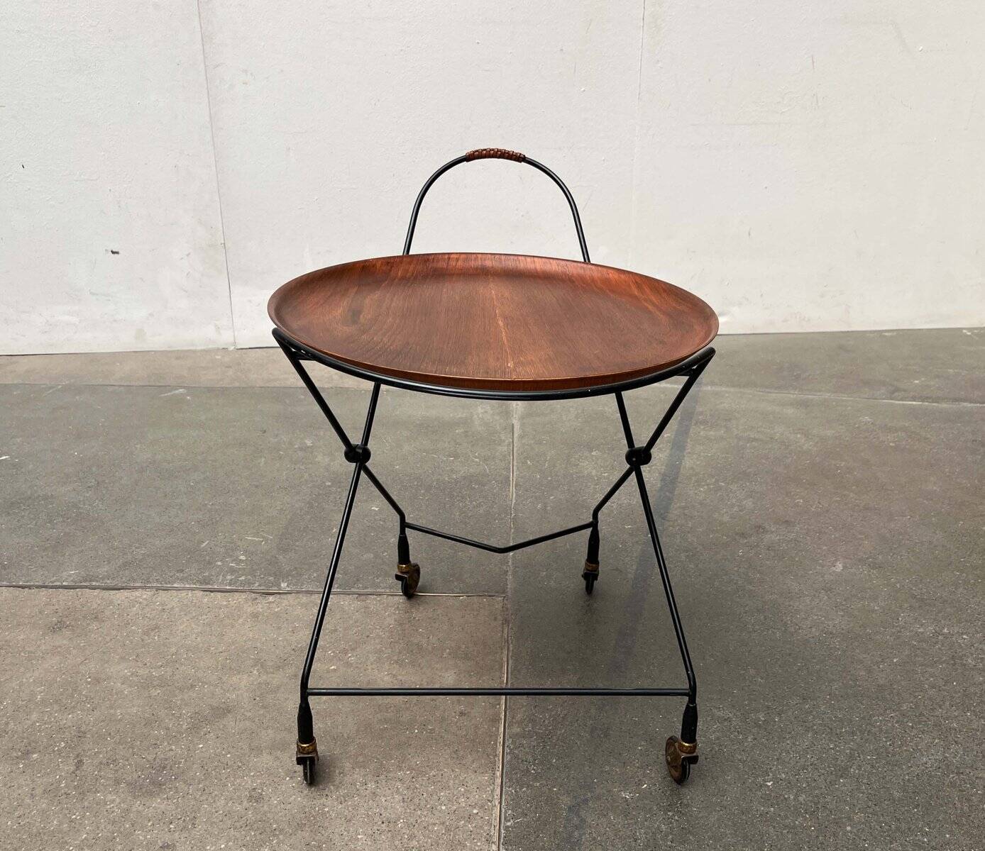 Modern folding teak trolley from the mid-century, Sweden, 1960s