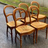 4 or 5 Louis Philippe chairs in solid wood and straw