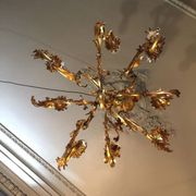 Napoleon III bronze chandelier, Louis XV style, baroque rocaille twist, 189