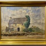 Old painting, landscape of Brittany, signed and dated 1931