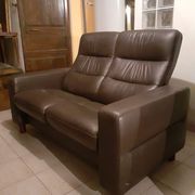 Sofa 2 places Stressless seat ultra comfort, leather Noblesse-Brown, sofa of high quality.
