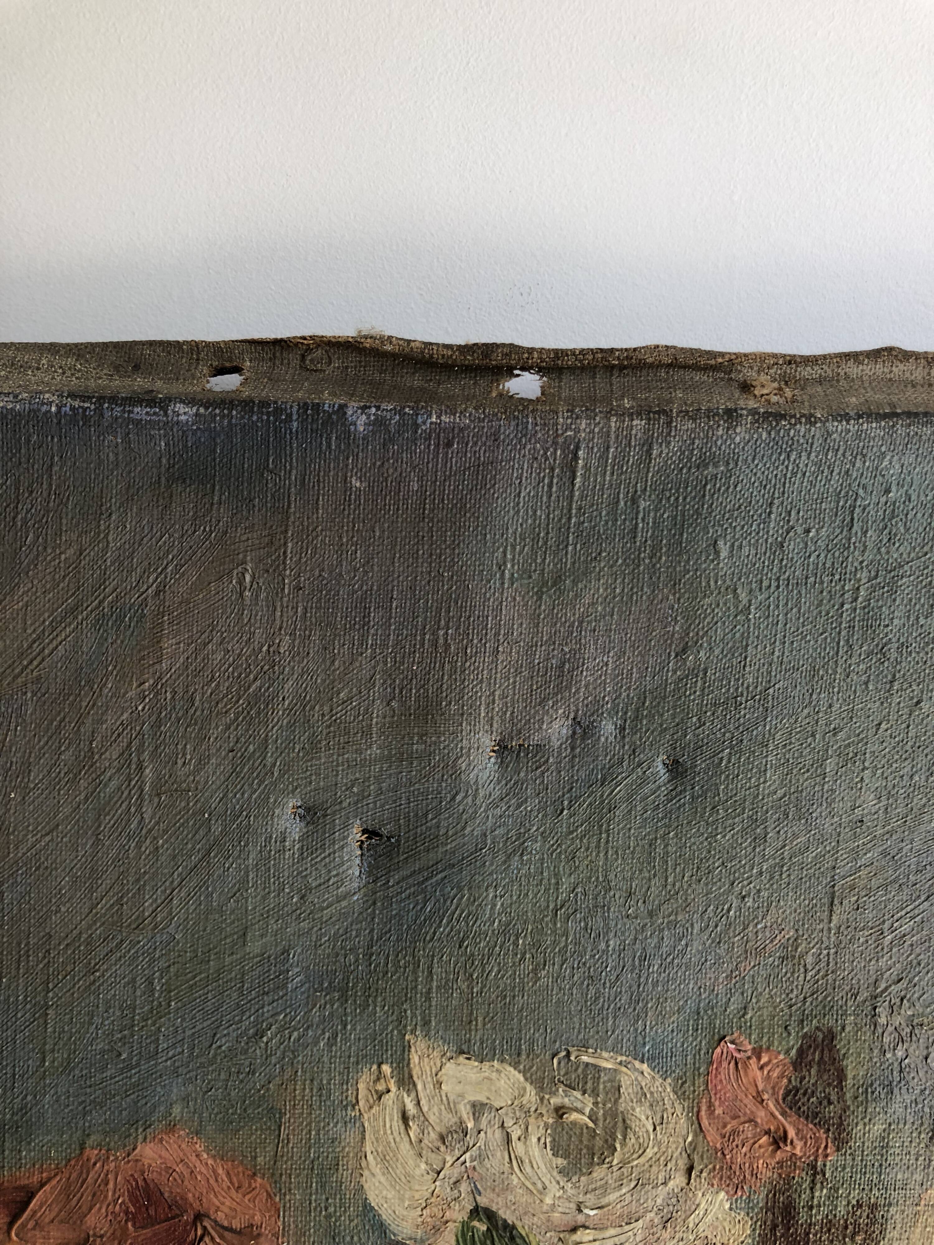 Oil on canvas ancient Bouquet of flowers