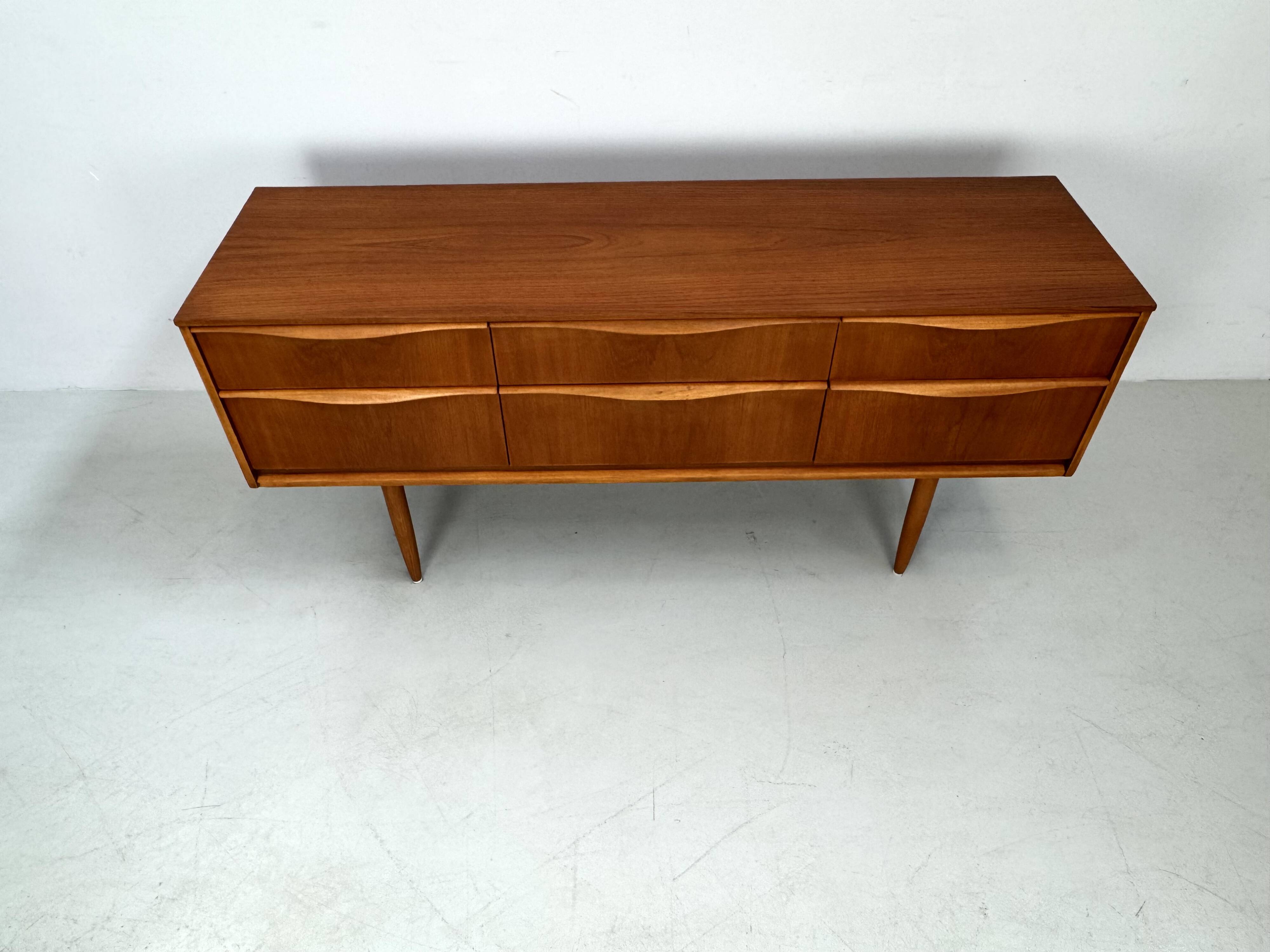 Vintage sideboard with 6 drawers by Austinsuite, designed by Frank Guille