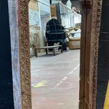 Miroir Inde Rajasthan dans un ancien encadrement  en bois de Teck 18ème superbe usure et patine