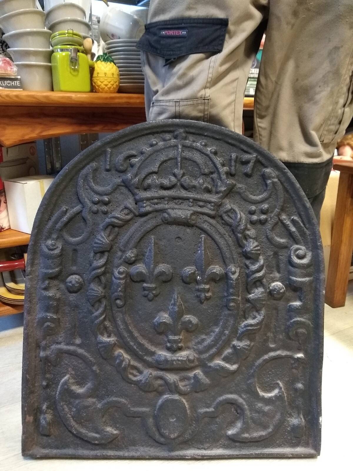17th century cast iron fireplace backplate