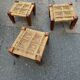 3 Indian wooden and rope stools