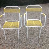 Set of 4 garden armchairs in metal and scoubidou wire