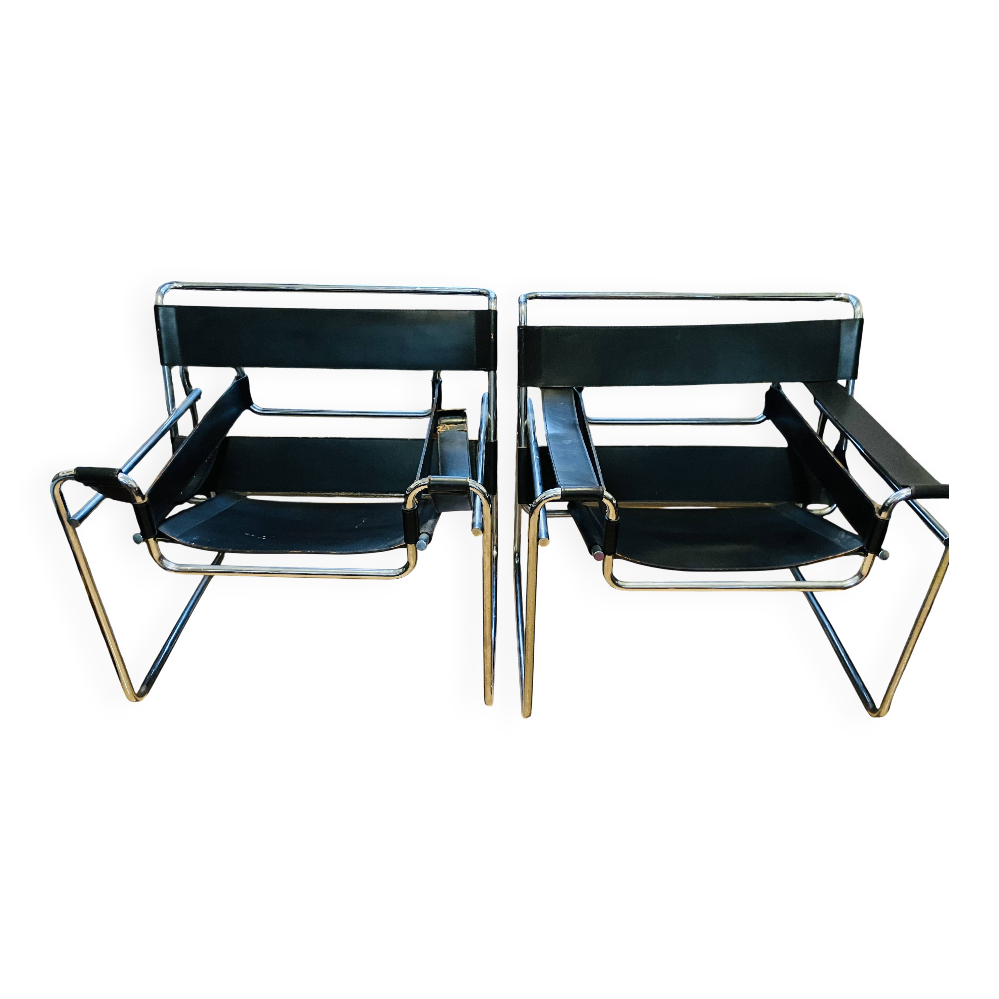 Set of 2 Gavina chairs in the style of the Wassily Chair (Model B3) by Marcel Breuer.