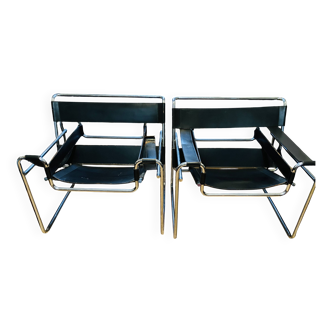 Set of 2 Gavina chairs in the style of the Wassily Chair (Model B3) by Marcel Breuer.