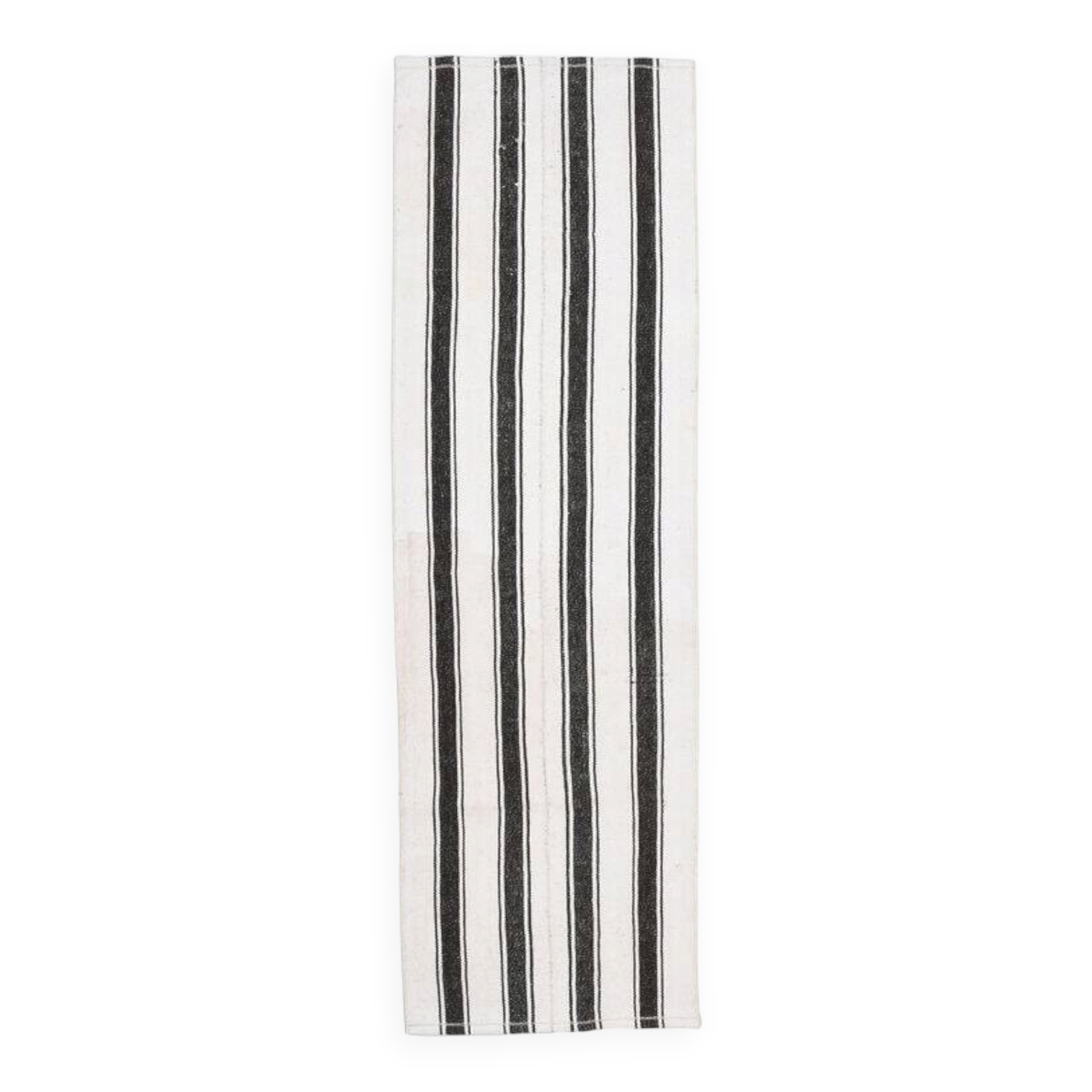 Black and white striped kilim rug 60 x 213 cm