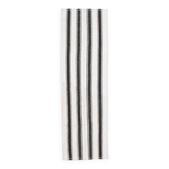 Black and white striped kilim rug 60 x 213 cm