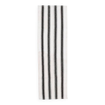 Tapis kilim rayé noir et blanc 60 x 213 cm