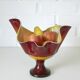 Vintage Swung Vase  Fruit Bowl Retro Red Blown Glass  Handmade Table Decor