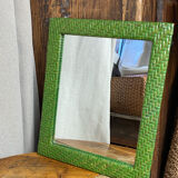 Rectangular wicker mirror