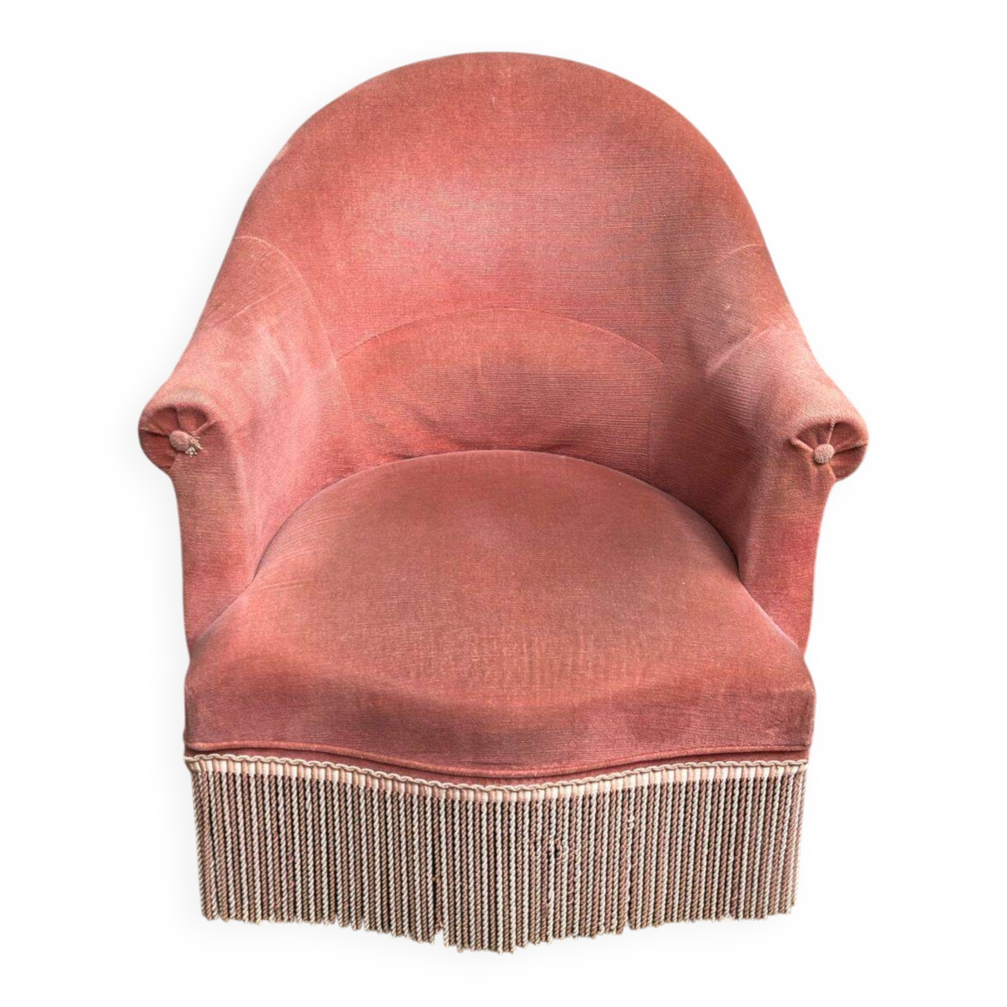 40s pink/salmon velvet crapaud armchair