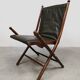 Vintage leather folding chair 'Campaign chair' 1950