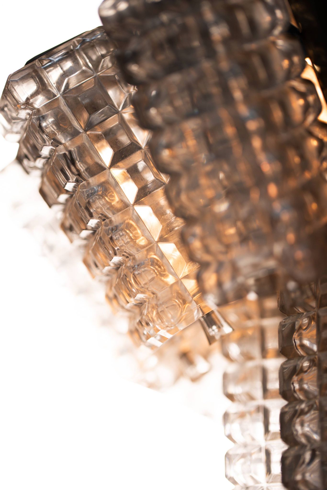 Vintage Austrolux Glass Chandelier: 1960s Mid-Century Modern Pendant Light
