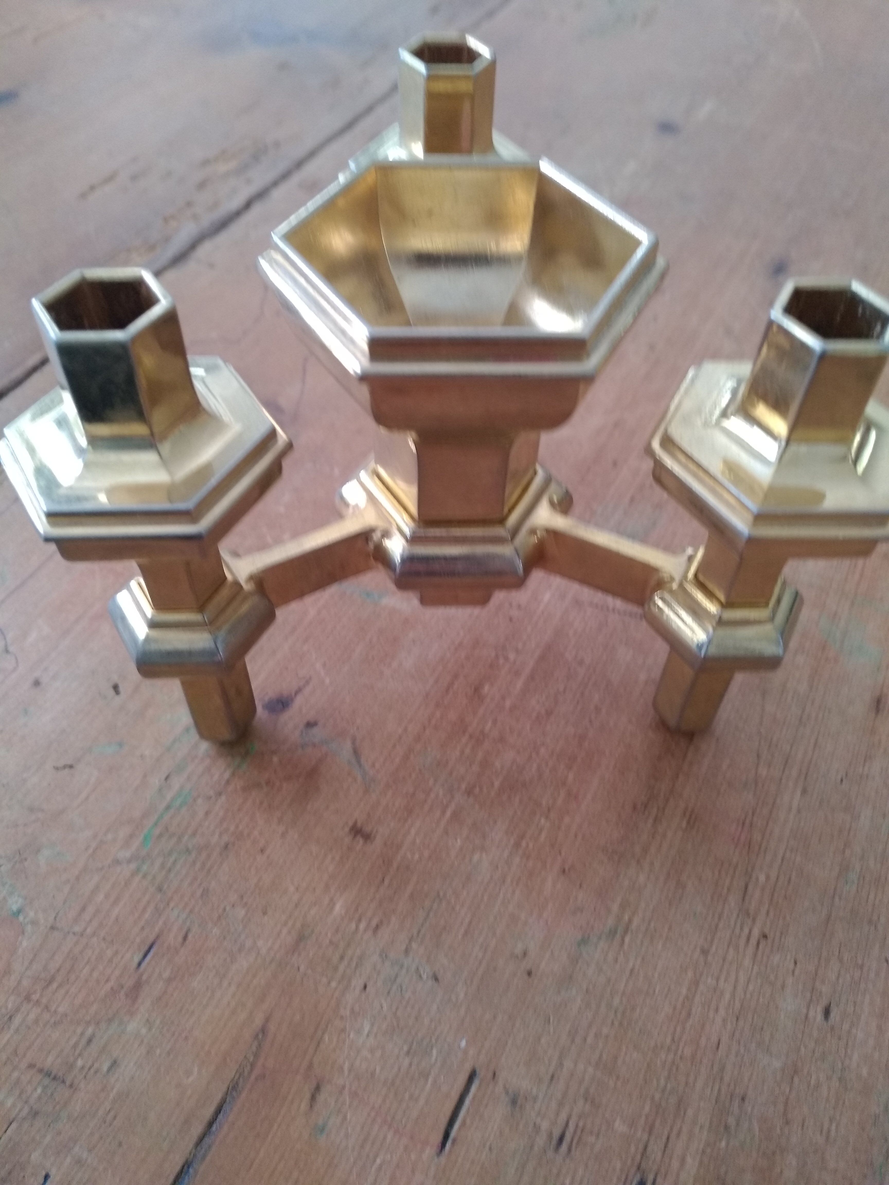 Nagel's golden modular Scandinavian candlestick candlestick