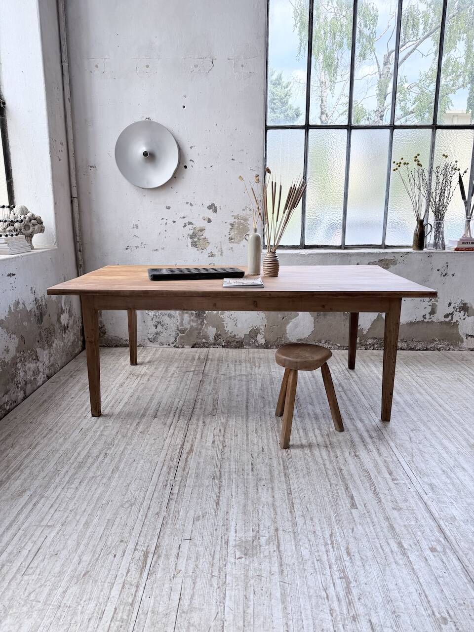 Farm table pitch pine 2 x 1 m from the 1950s