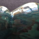 Enamelled ceramic vase, with a flaming blue-green décor
