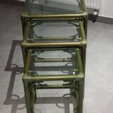 Vintage nesting table, green color