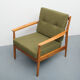 1960s armchair in cherrywood, new cushions in green