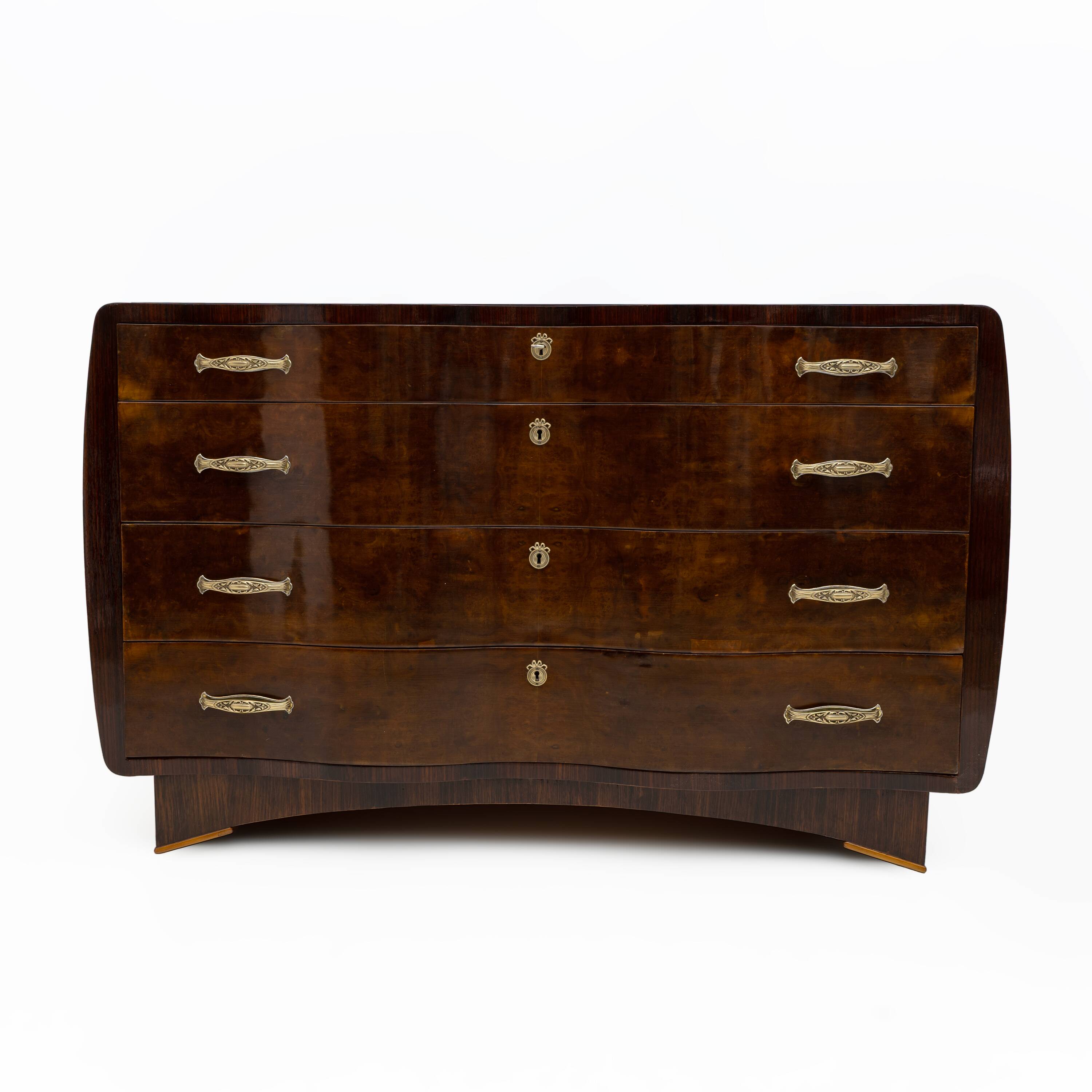 Art Deco Italian Thuja Root Curved Chest of Drawers, 1930s