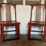 Pair of Chinese chairs, lacquered red, twentieth century