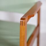 Scandinavian armchair, wood and imitation leather, circa 1975