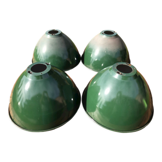 4 industrial enamelled lampshades