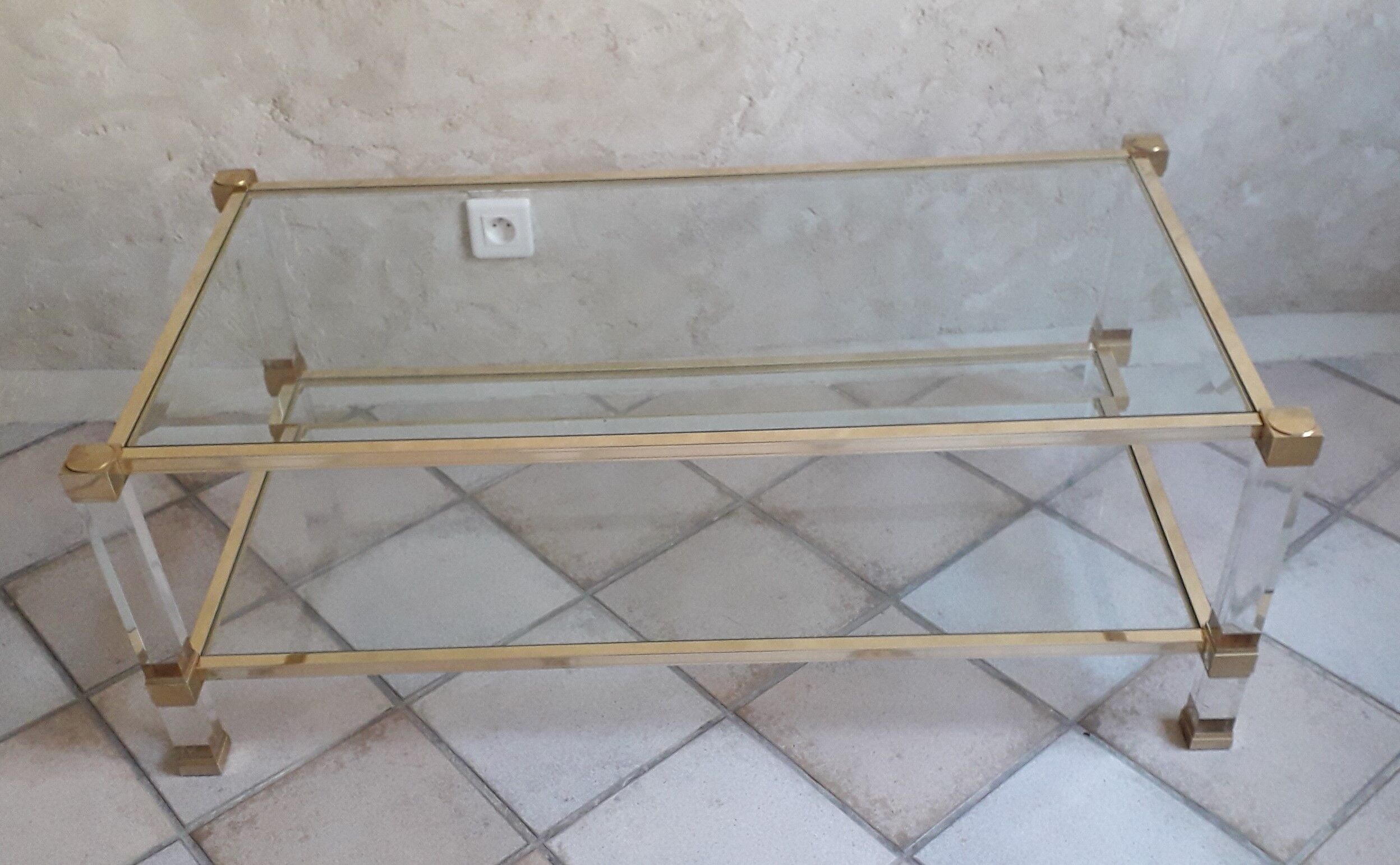 Table basse Pierre Vandel modèle Altu, Altuglas et verre