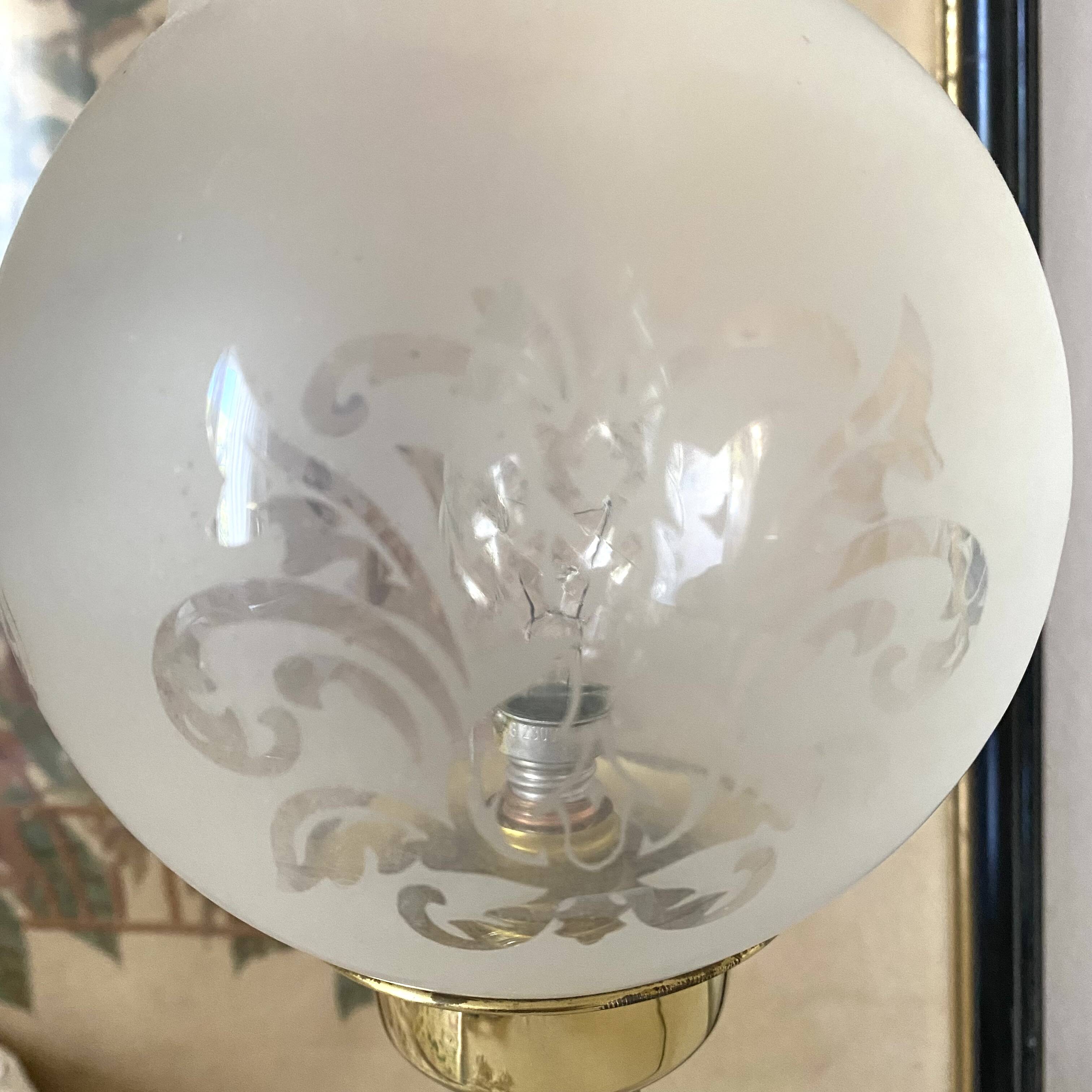 Lampe rétro pied colonne globe en verre