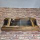 Rare 3-Zone Art Deco Walnut Wall Display Cabinet with Slatted Glass Doors