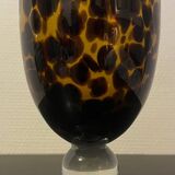 Duo of amber glass stemware