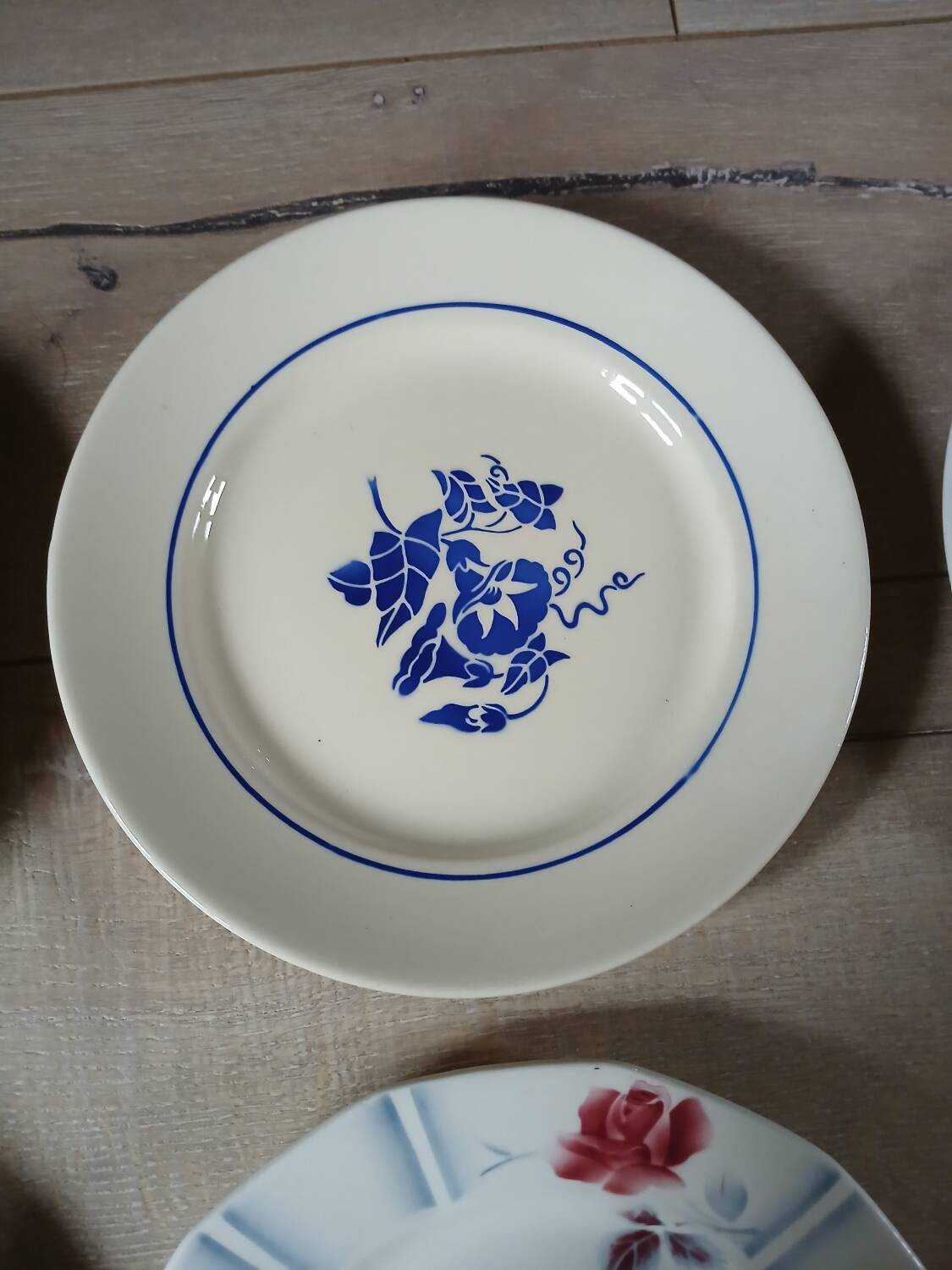 12 mismatched antique dinner plates