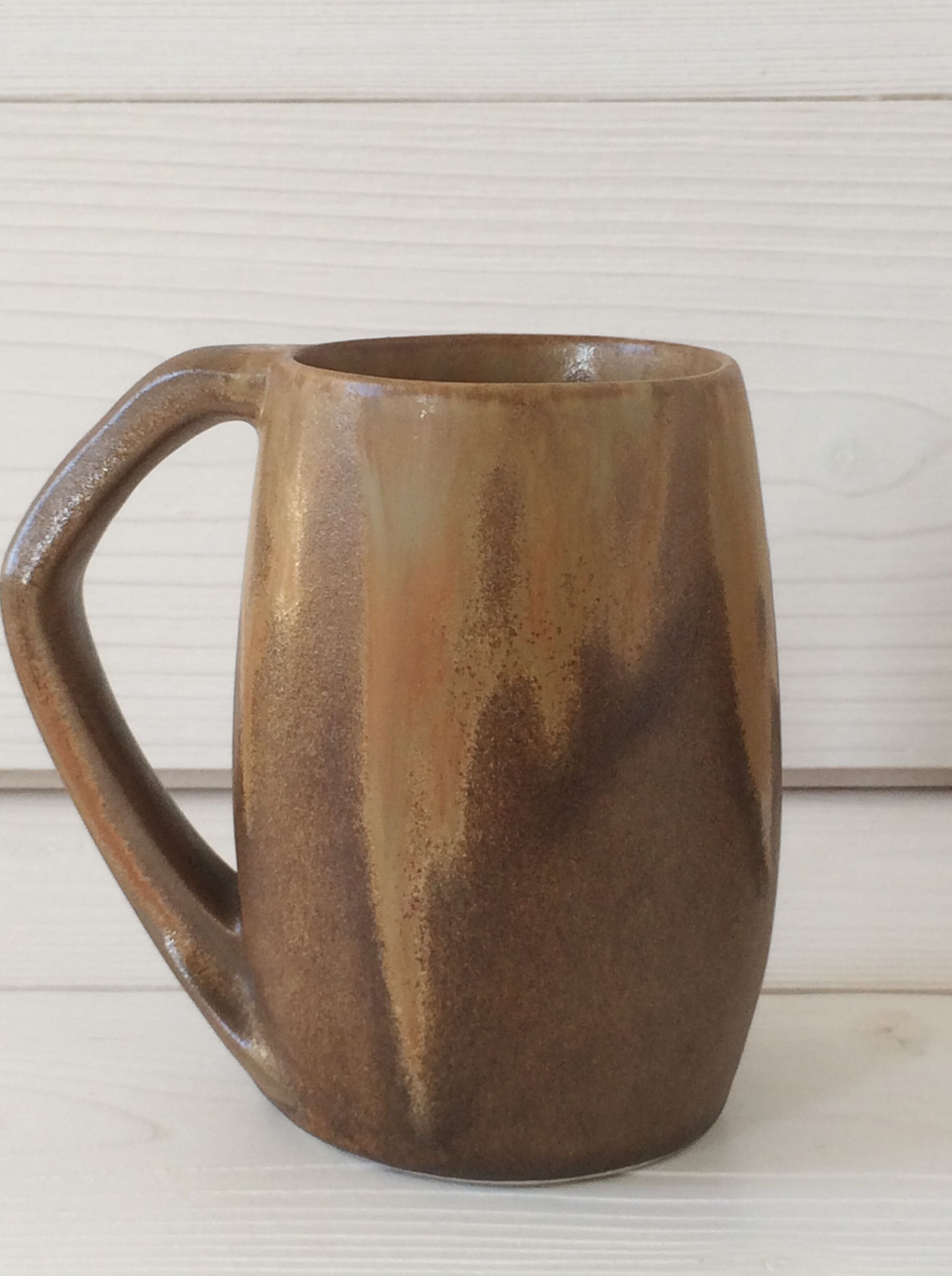 Lot 6 sandstone mugs varnished vintage 50s