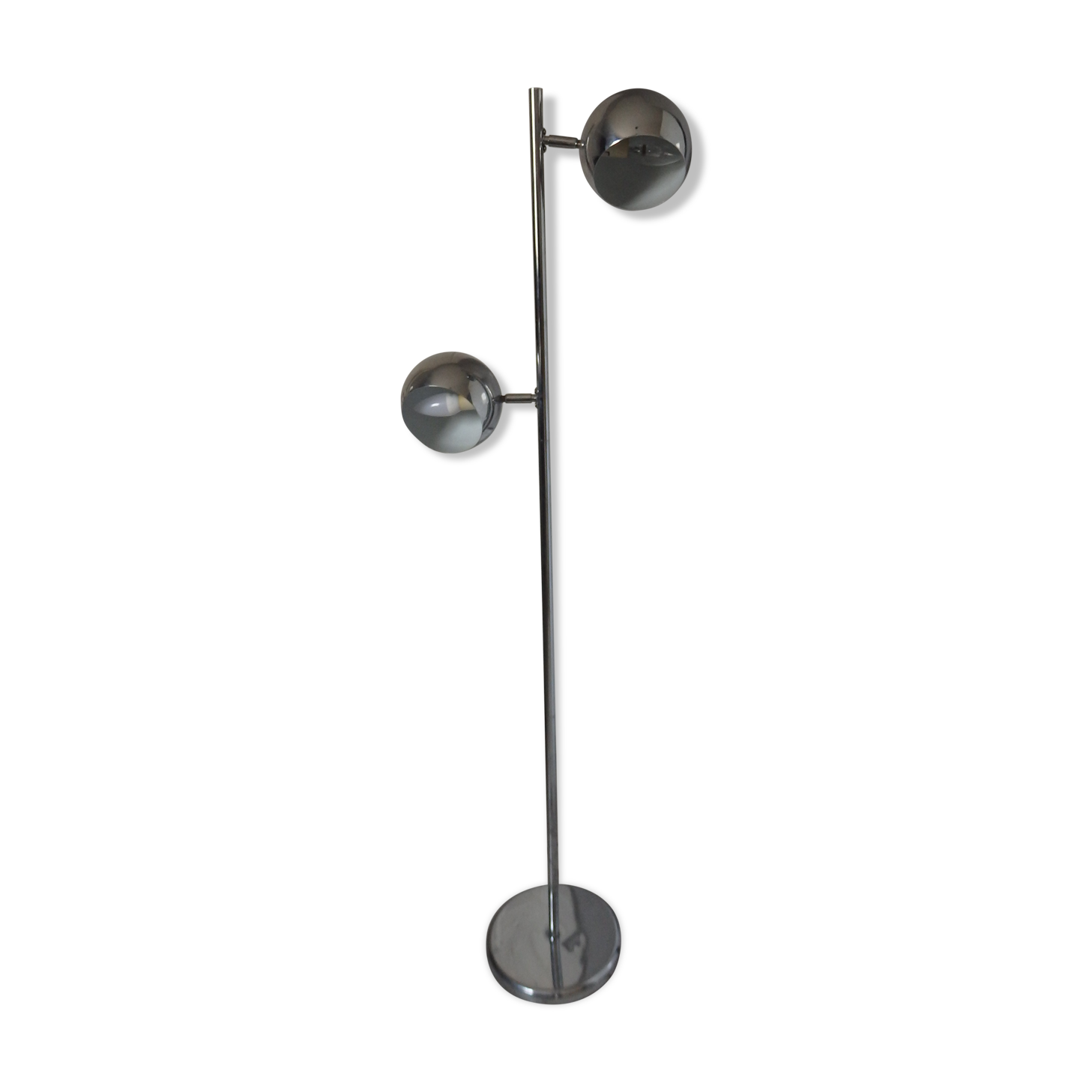 Vintage chrome floor lamp with two adjustable ball spotlights