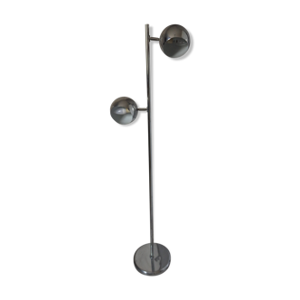Vintage chrome floor lamp with two adjustable ball spotlights