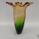 Very large two-tone glass vase, mid-20th century.