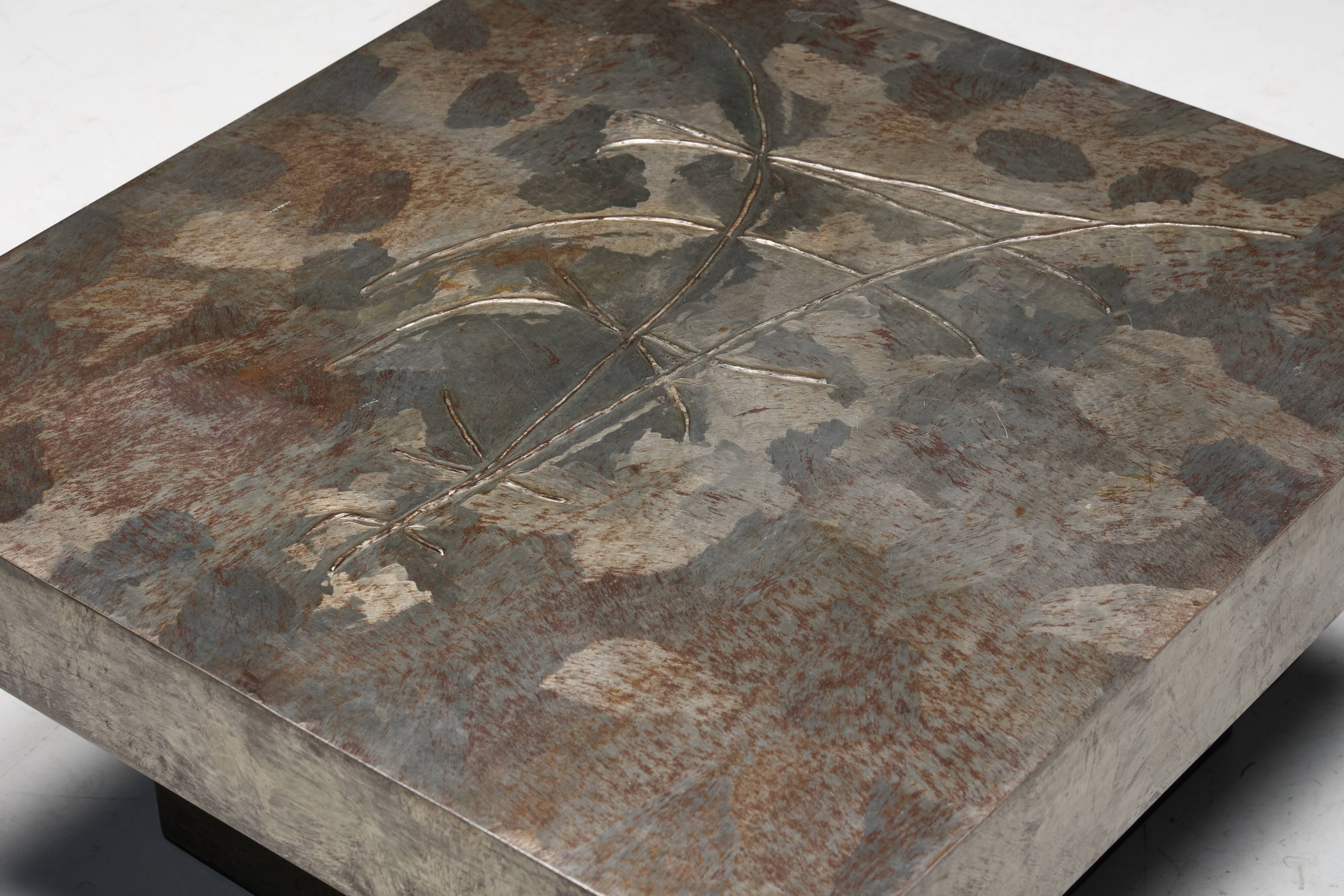 Brutalist Steel Coffee Table, France, 1970s