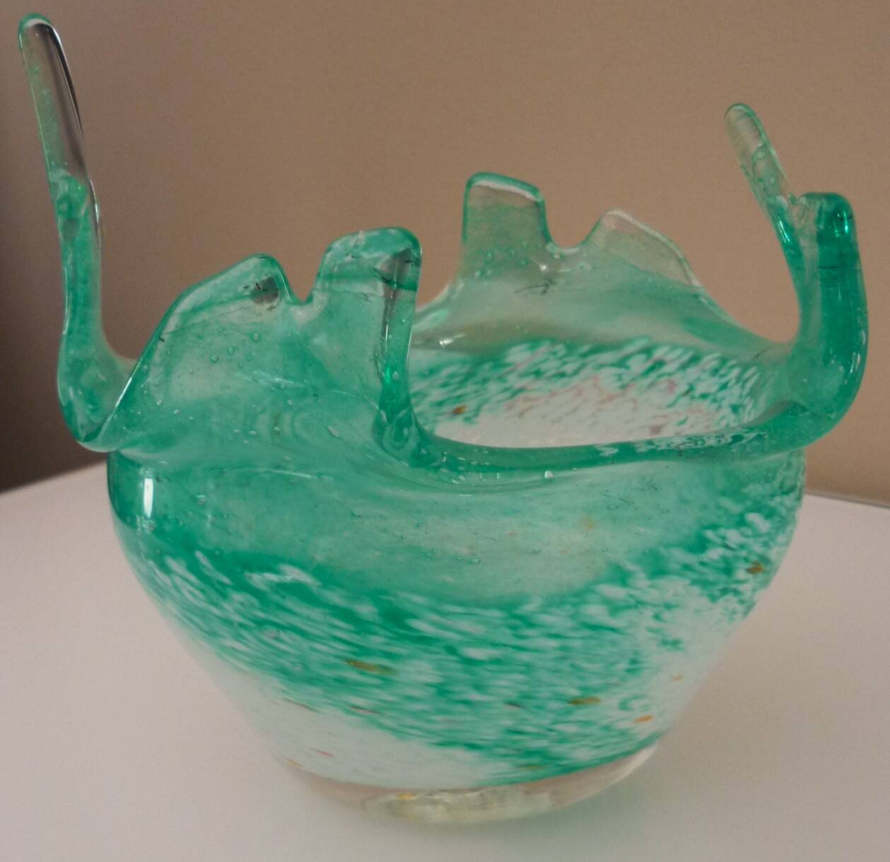 Blown glass empty pocket, thick, free-form, 80s design