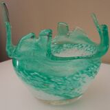 Blown glass empty pocket, thick, free-form, 80s design