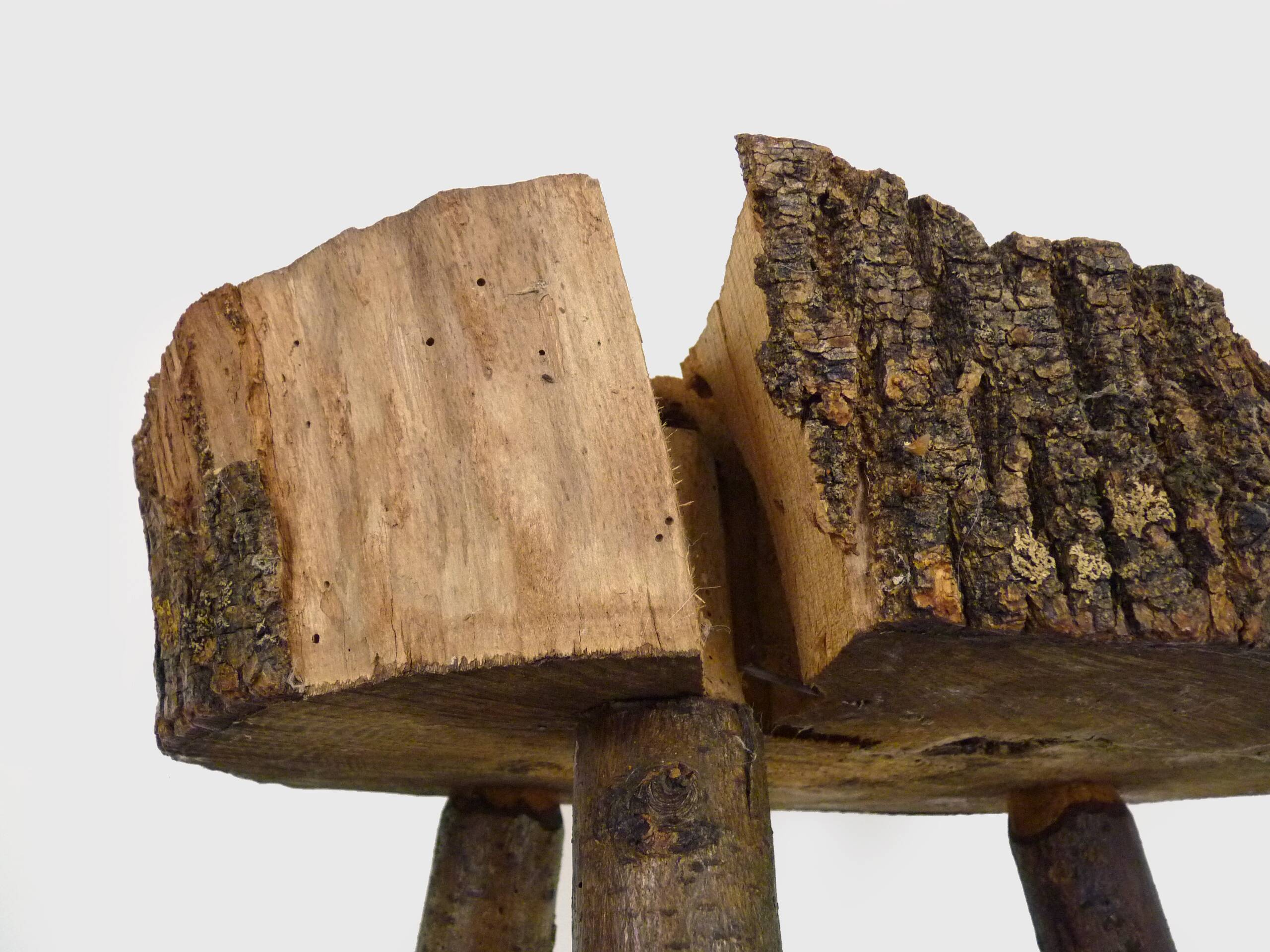 Tripod oak milking stool, Ariège peasant art, France (19th century)